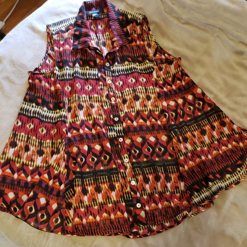 Ashley Stewart Sleeveless tribal print top 14/16